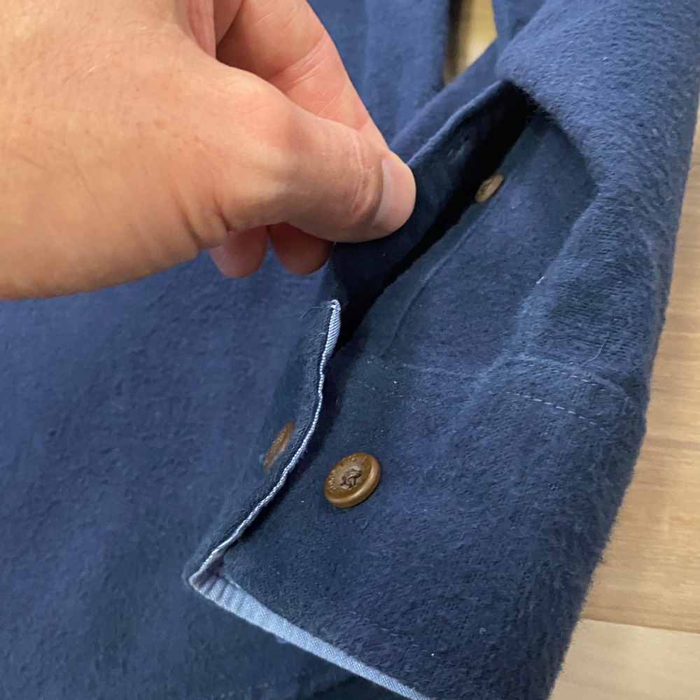 L.L. Bean Chamois Flannel Shirt Size M Petite Cotton Button Up Navy Blue 506159 - Picture 3 of 8